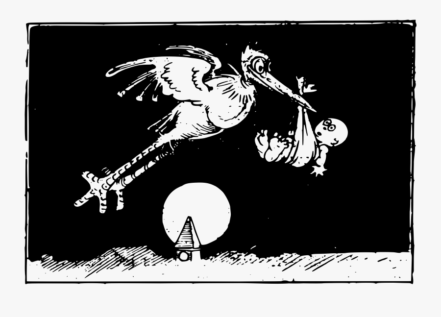 Flying Stork And Baby Clip Arts - Illustration, Transparent Clipart