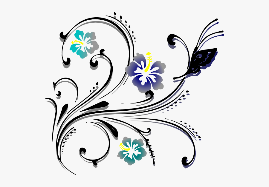 Butterfly Scroll Clip Art At Clker - Hibiscus Clip Art, Transparent Clipart
