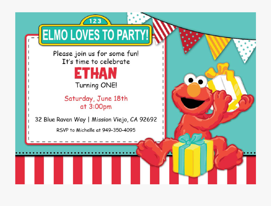Elmo Clipart Invitation - Elmo Birthday Invitation, Transparent Clipart