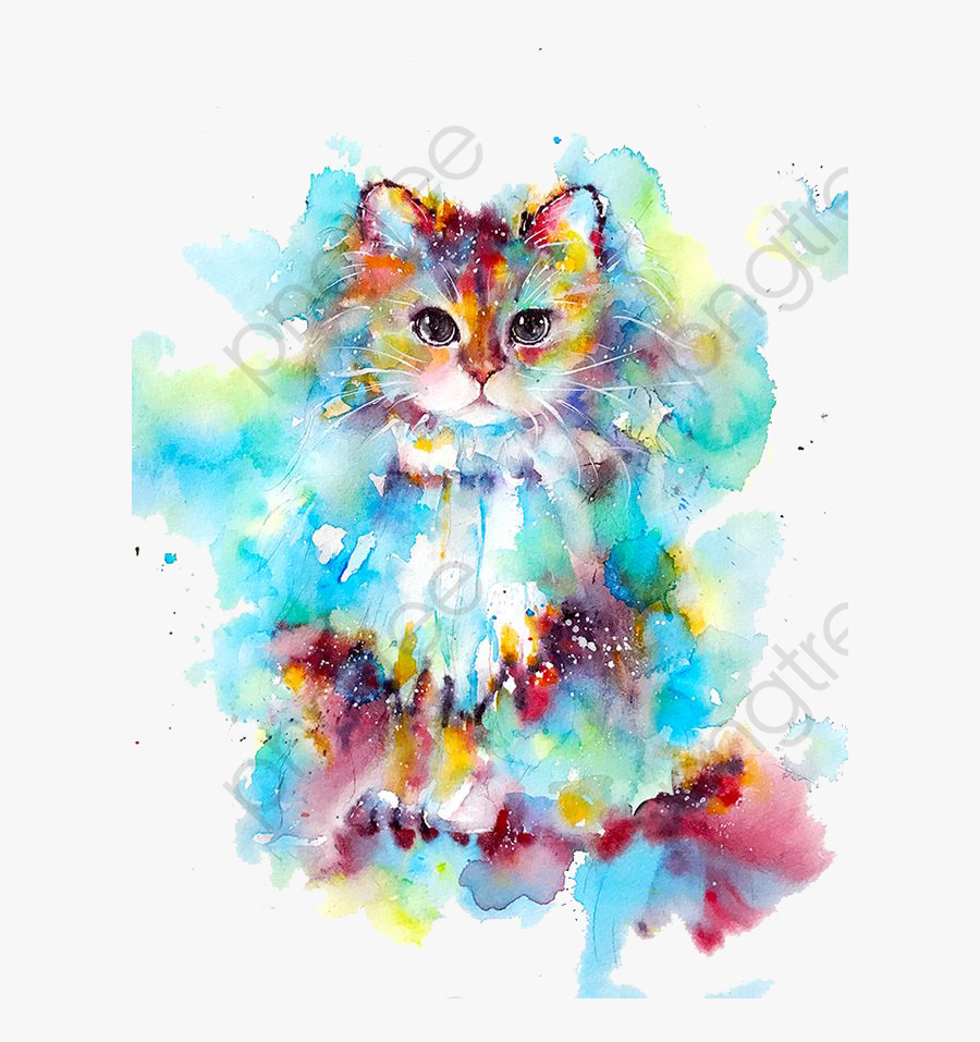 Cat Clipart Watercolor - Kitty Cat Watercolor Cat, Transparent Clipart