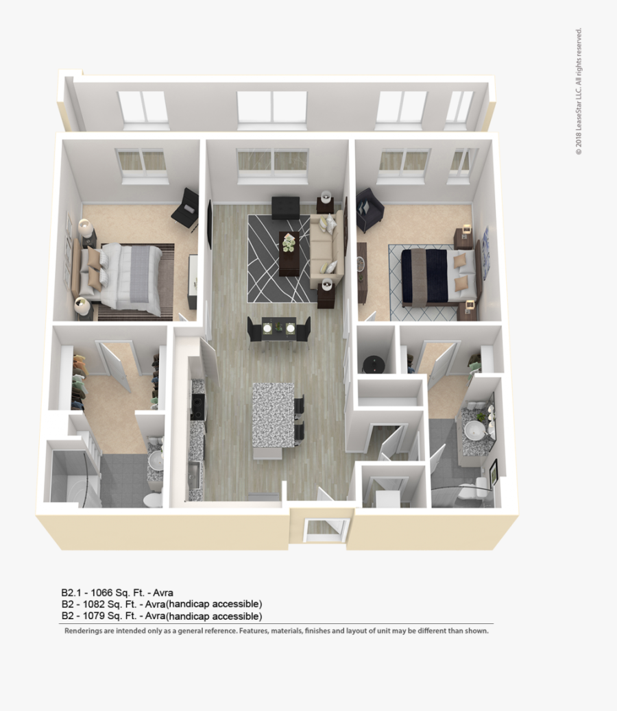 Centerwest Baltimore Two Bedroom Apartment Floor Plan - Material Floor Plan Wheelchair Accessible, Transparent Clipart
