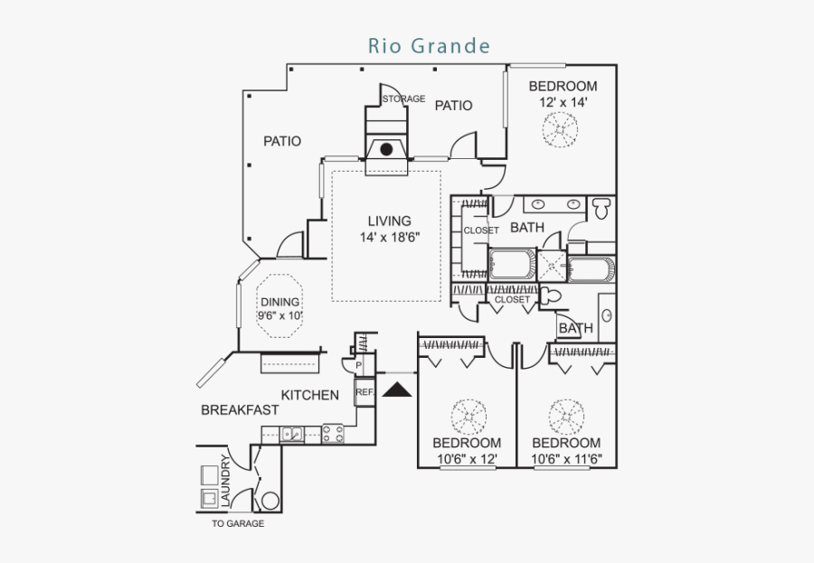 1 Amp 2 Bedroom Apartments In Round Rock Tx, 3 Bedroom - Floor Plan, Transparent Clipart
