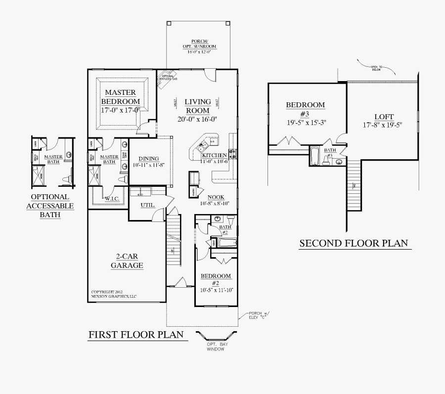 Png 3 Bedroom House Plan With Houseplans Biz 2545 A - House Plans With Master Bedroom Upstairs Only, Transparent Clipart
