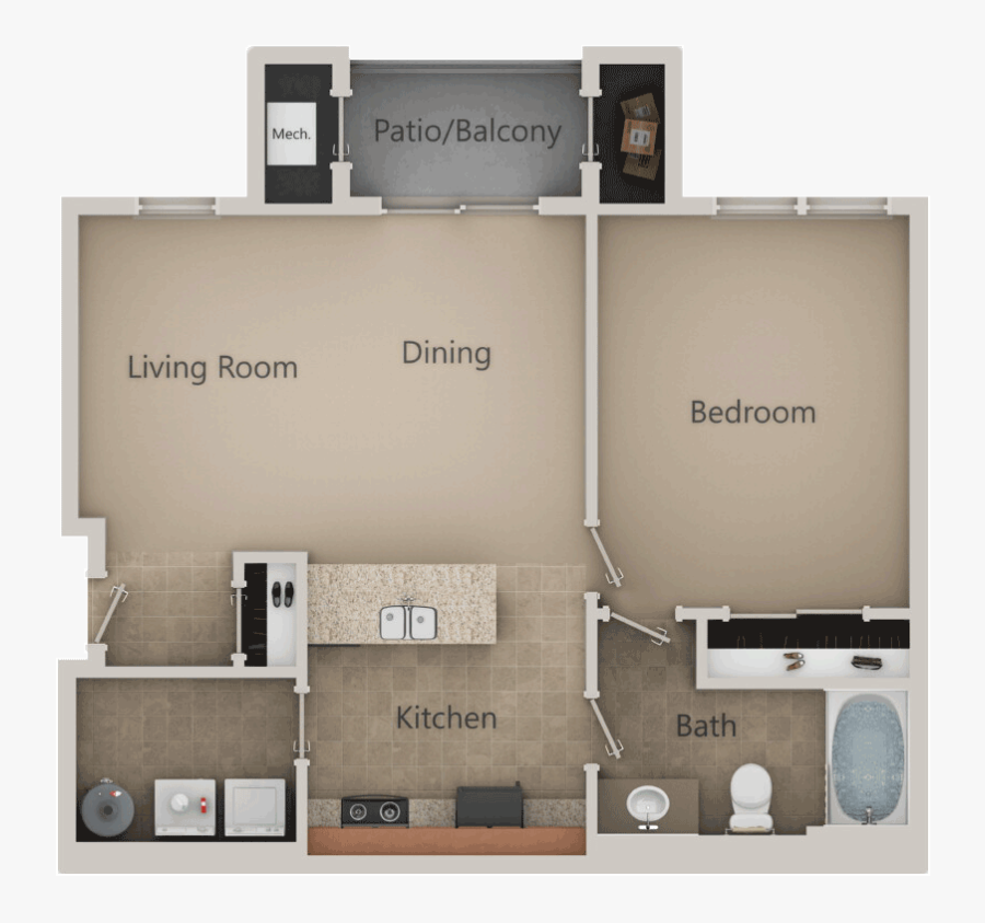 1x1a - Floor Plan, Transparent Clipart