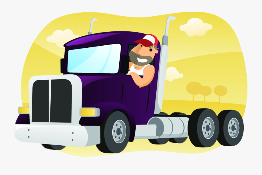 Driving Clipart Lorry Driver - Truck Driver Cartoon, Transparent Clipart