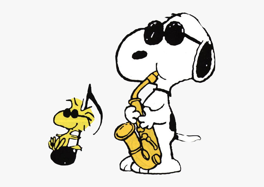 Joecool Woodstock Saxophone Peanutscomic Snoopy Freetoe - Snoopy Saxophone, Transparent Clipart