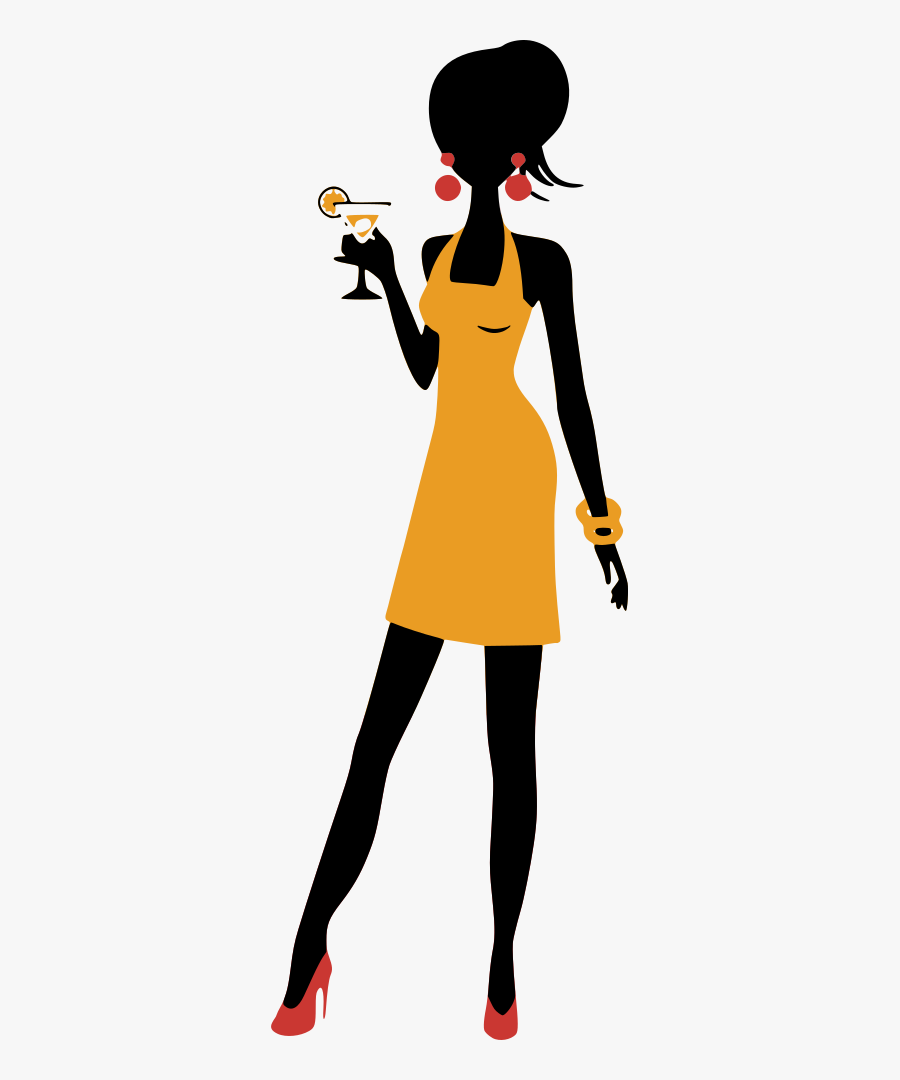 Cocktail Girl - Party Girl Clipart, Transparent Clipart