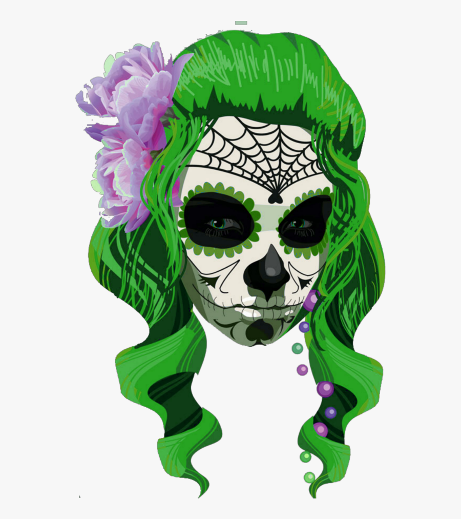 Transparent Girl Skull Clipart - Catrina Dibujo, Transparent Clipart