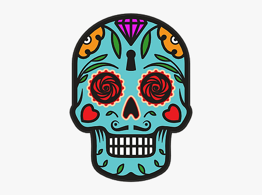 #catrina #skull #halloween #diademuertos #blue #flowers - Dia De Los Muertos Png Transparent, Transparent Clipart