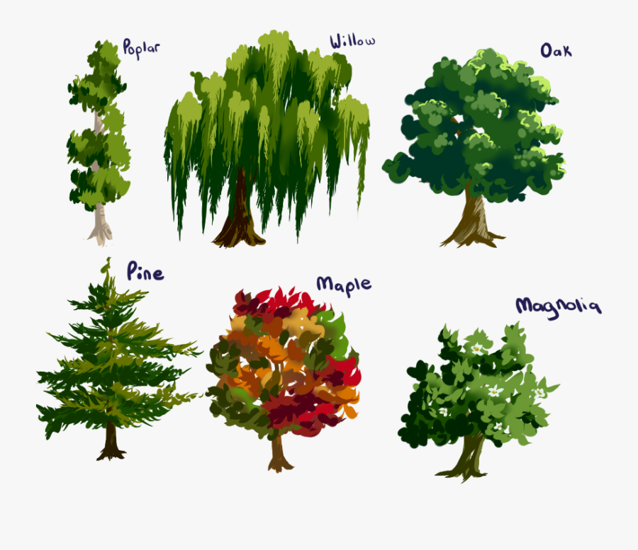 Simple Trees By Monochromegoggles On Clipart Library - Simple Trees Painting, Transparent Clipart