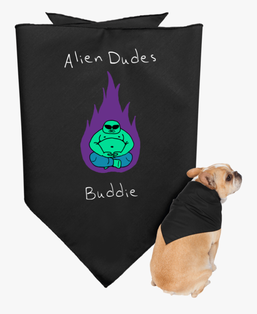 Women Black Doggie Bandana Showing A Fat Green Alien - Dog, Transparent Clipart