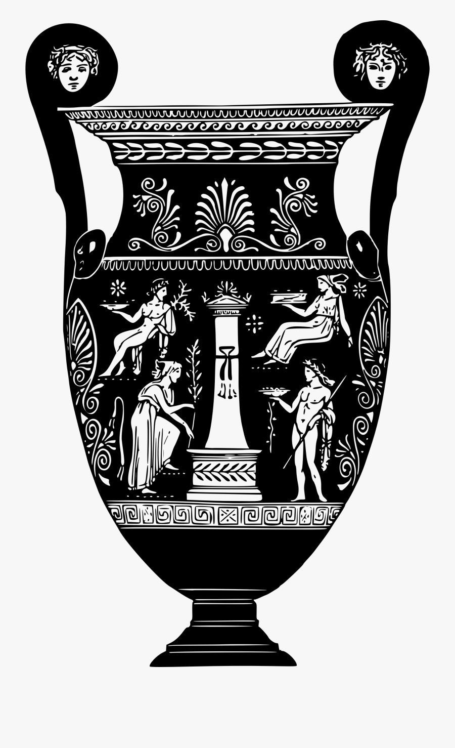 Greek Vase Big Image - Greek Pots Black And White, Transparent Clipart