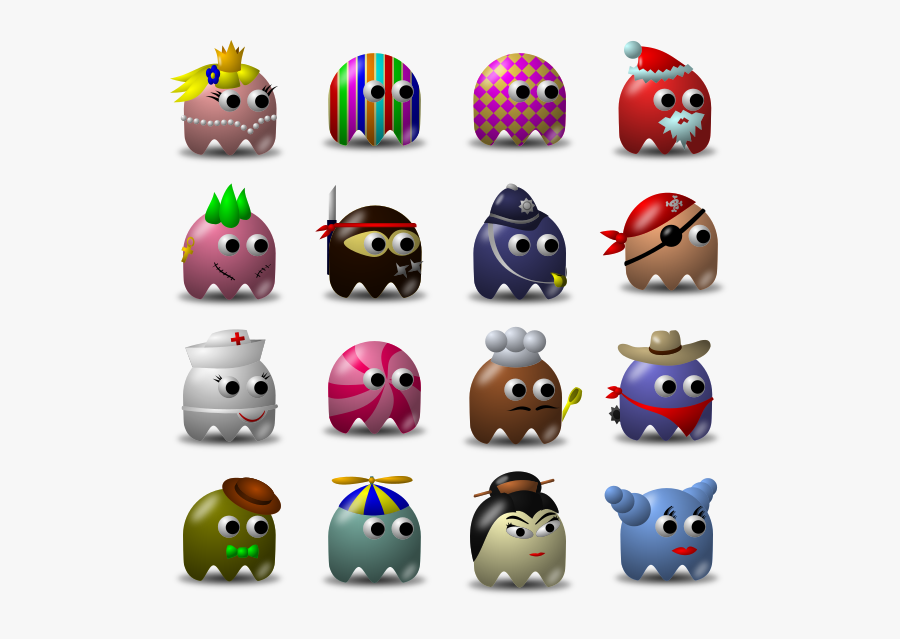 Pacman Baddies, Transparent Clipart