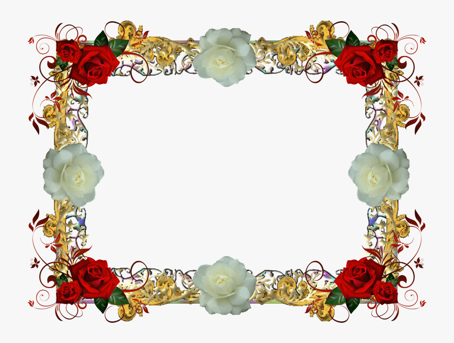 Red And White Rose Frame 1 By Lady1venus - Red And White Rose Frame, Transparent Clipart