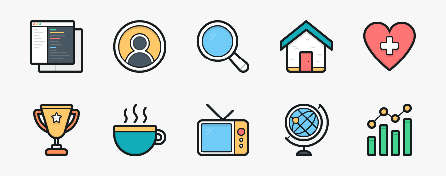 彩色 扁平 图标, Transparent Clipart