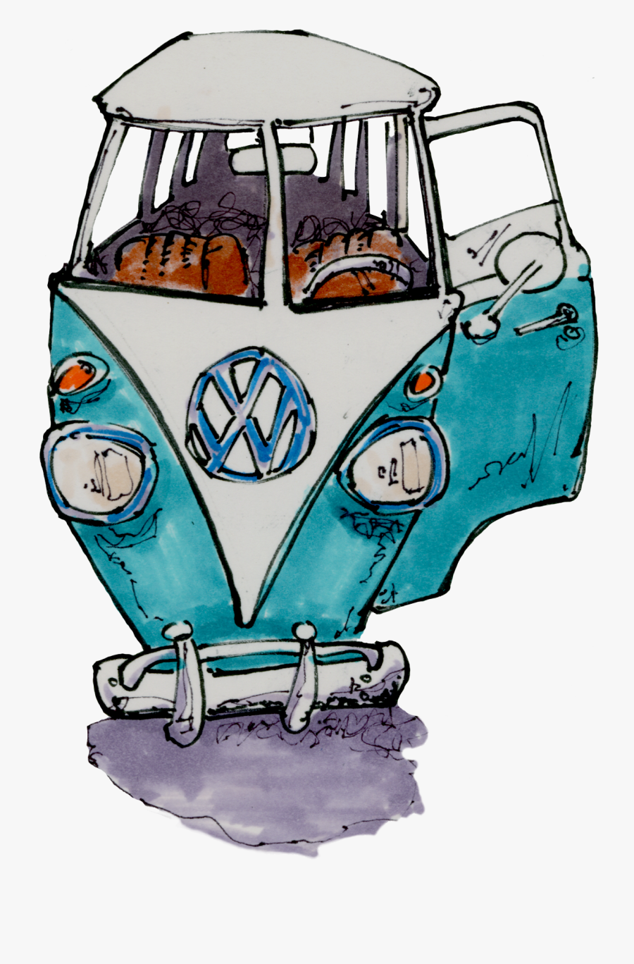 Series Of Vw Bus Sketches, Transparent Clipart