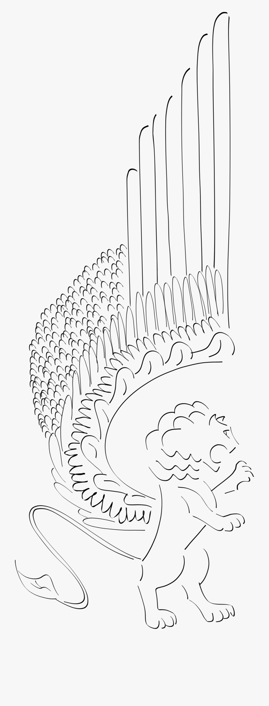 Winged Lion Front Left Clip Arts - Drawing, Transparent Clipart