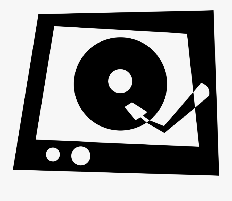 Vector Illustration Of Vinyl Record Played On Phonograph - Circle, Transparent Clipart