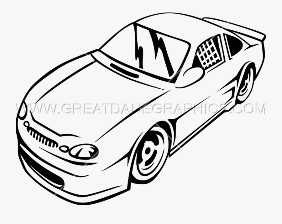 Drawing Mustang Race Car - Race Car Clipart Png Black And White, Transparent Clipart