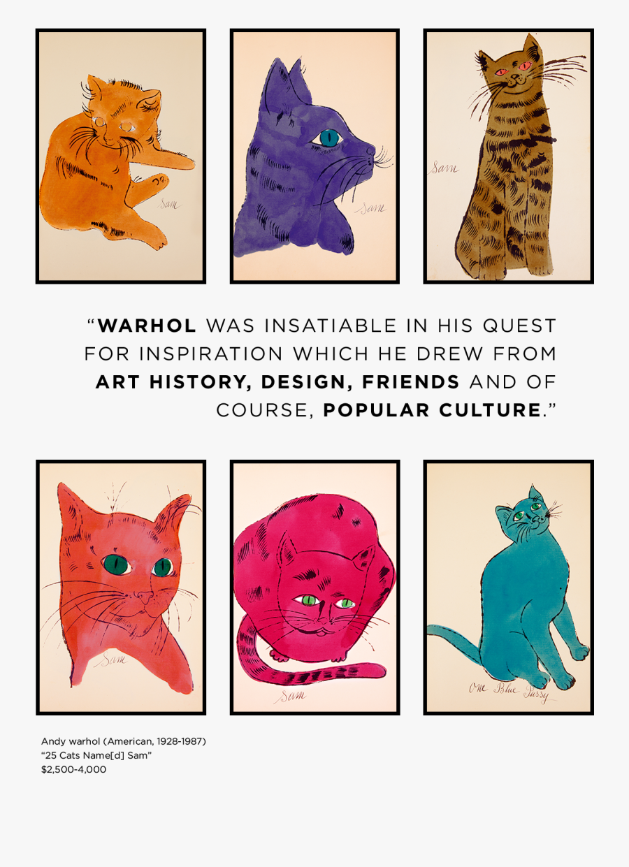 Indeed, As Art Historians Have Noted, Warhol Was Insatiable - Andy Warhol Cats, Transparent Clipart
