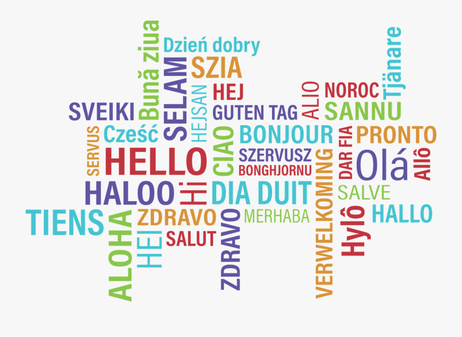 New Language Wordcloud - Hello In Multiple Language, Transparent Clipart