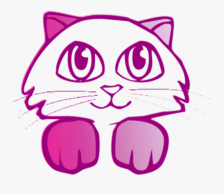 Purple Cartoon Cat - Cat Free Clip Art, Transparent Clipart