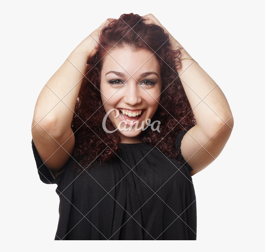 Clip Art Excited Girl - Brazil Flag Face Makeup, Transparent Clipart