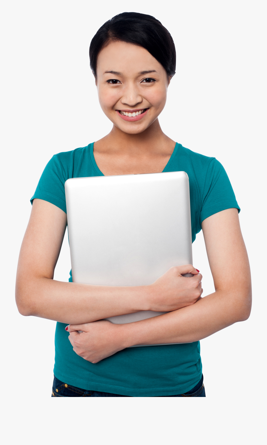Girl With Laptop Png, Transparent Clipart
