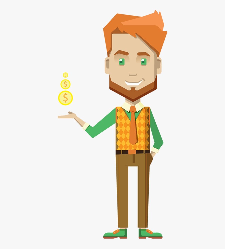Cartoon Businessman Holding Money - Cartoon, Transparent Clipart