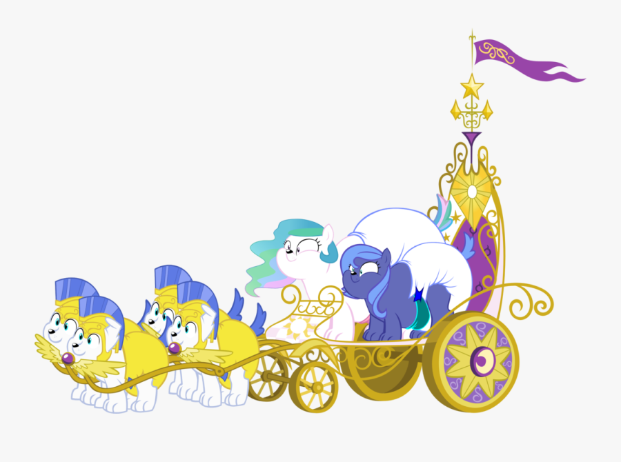 Celestipup And Pupluna In Cart Pulled By Puppy Guards, Transparent Clipart