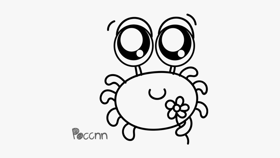 Cute Crab Lineart - Circle, Transparent Clipart