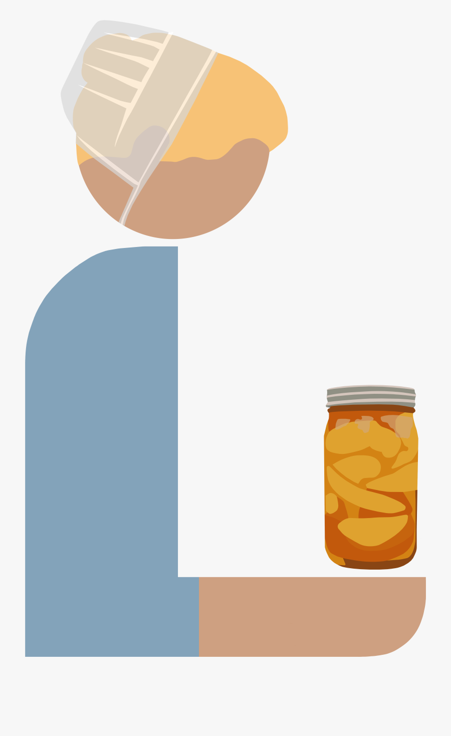 An Amish Or Mennonite Woman Holds A Jar Of Preserved, Transparent Clipart