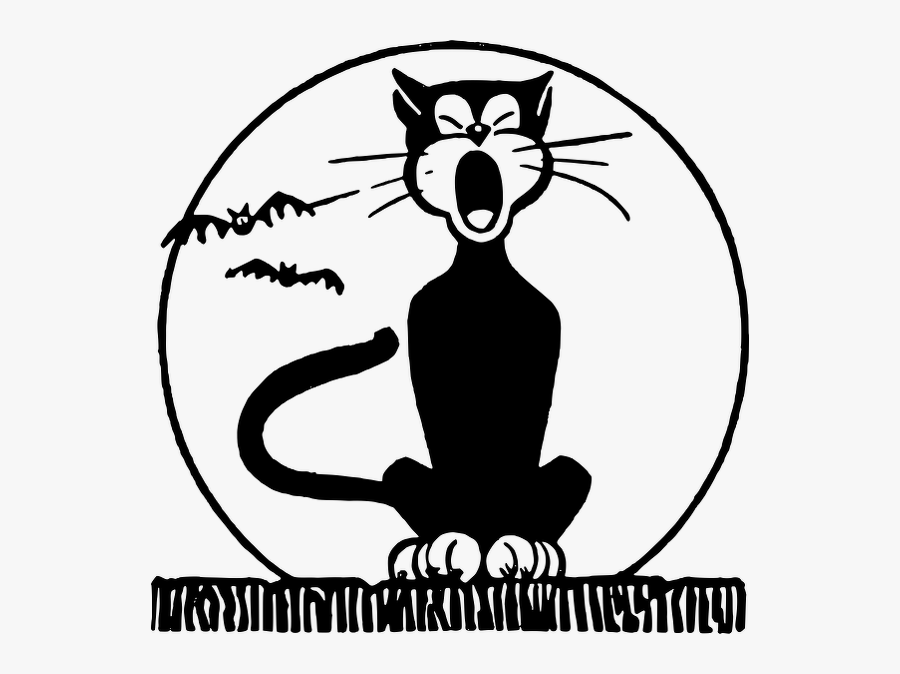 Halloween Clipart Cat Black And White , Transparent - Vintage Halloween Clipart Black And White, Transparent Clipart