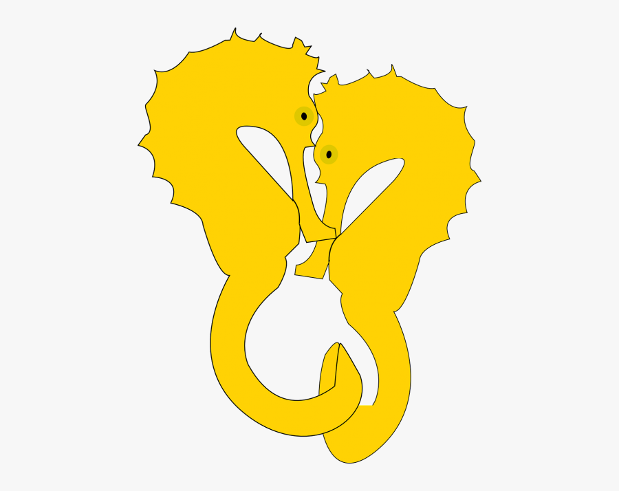 Seahorse Yellow Pair - Hình Con Ca Ngựa Vector, Transparent Clipart