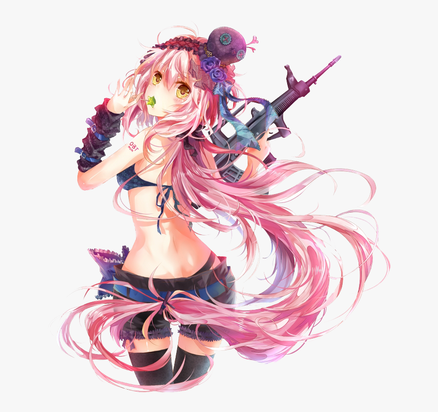 #anime #girl #pinkhair #longhair #wind #cool #sick - Hot Pink Hair Anime Girl, Transparent Clipart