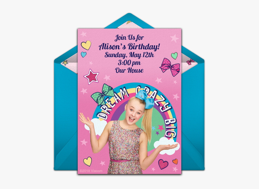 Jojo Siwa Birthday Invitations, Transparent Clipart