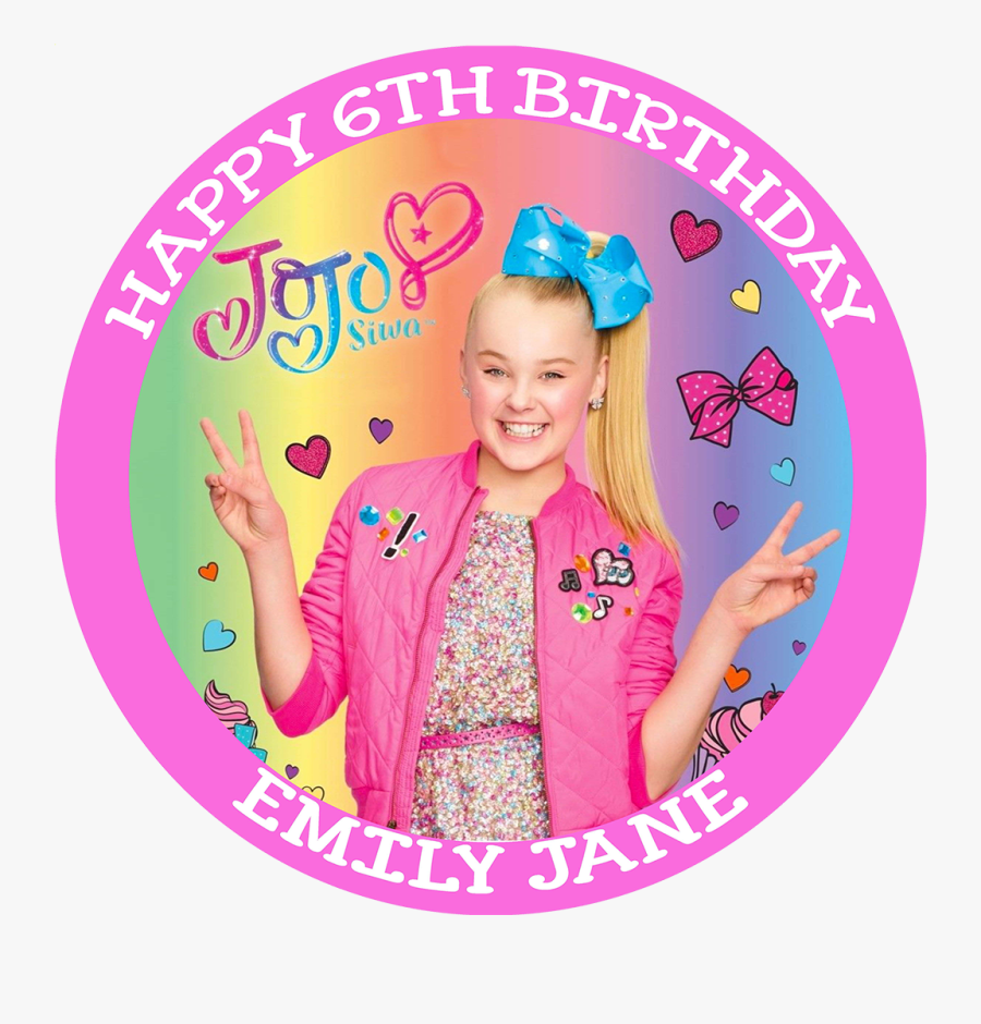 Jojo Siwa Personalised Edible Round Birthday Cake Topper - Jojo Siwa Cake Topper, Transparent Clipart