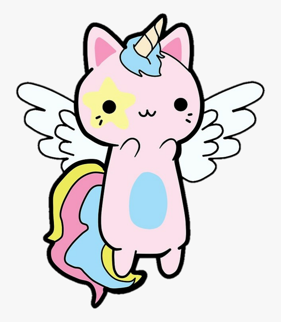 Unicorns Cats Freetoedit Remixit - Unicorn Kawaii Cat, Transparent Clipart