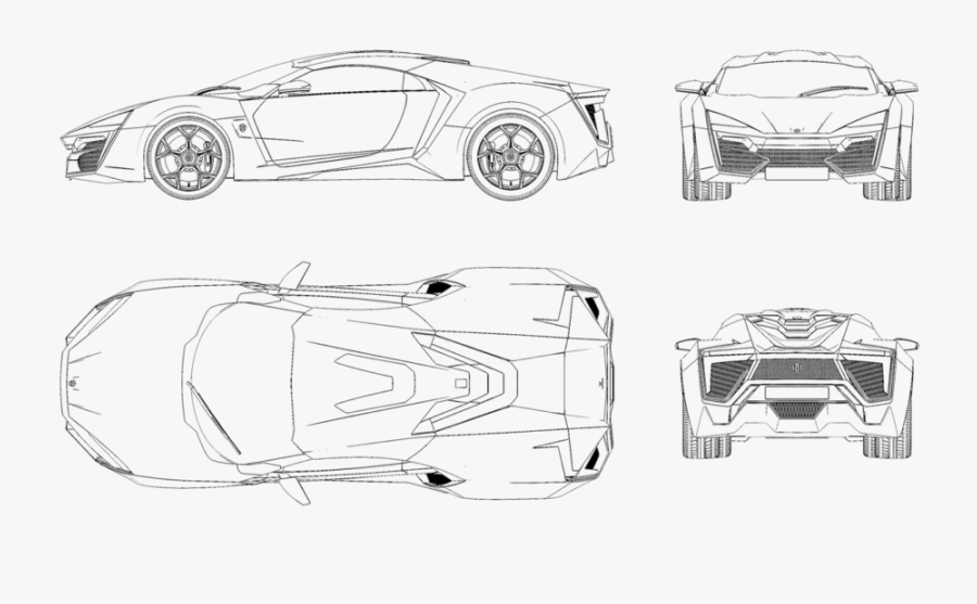 Lykan Hypersport Clipart - W Motors Lykan Hypersport Blueprint, Transparent Clipart