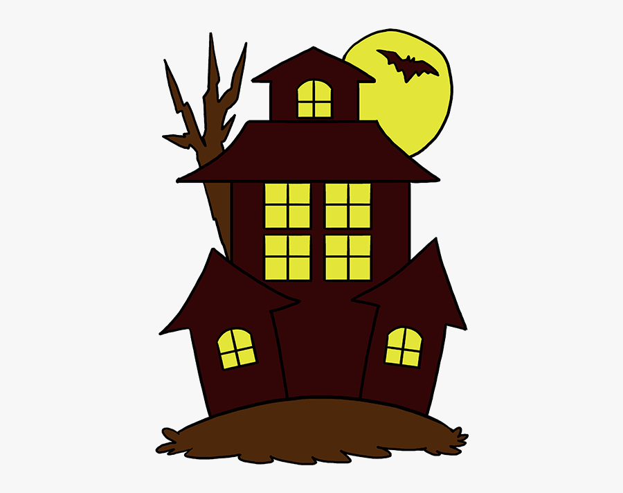 How To Draw A Haunted House - Haunted House Drawing Easy, Transparent Clipart