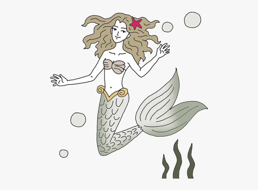 Mermaid - Cartoon, Transparent Clipart