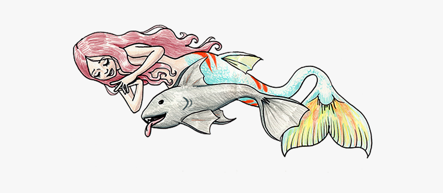 Mermaid Shark Sticker, Transparent Clipart