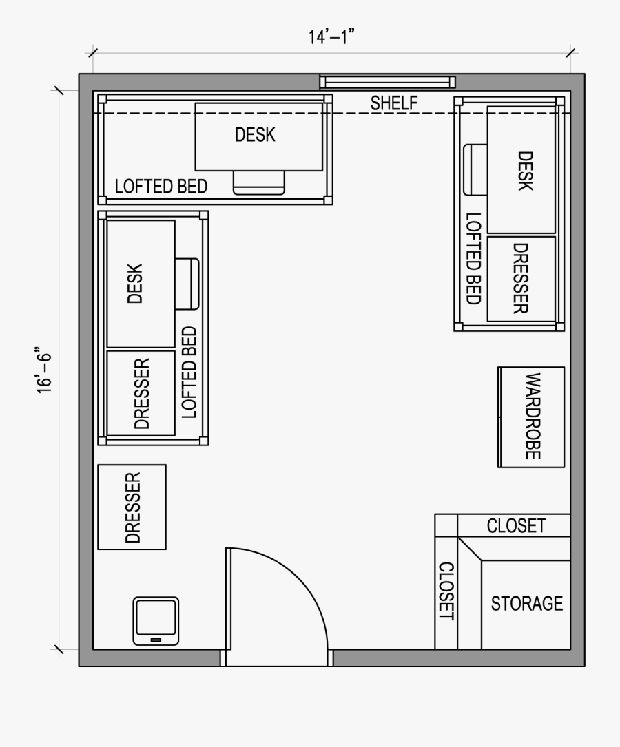 Clip Art Bedrooms Study For - Study Room Floor Plan, Transparent Clipart
