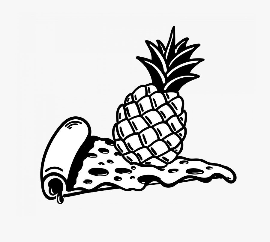 Pineapple Pizza Outline Drawing, Transparent Clipart