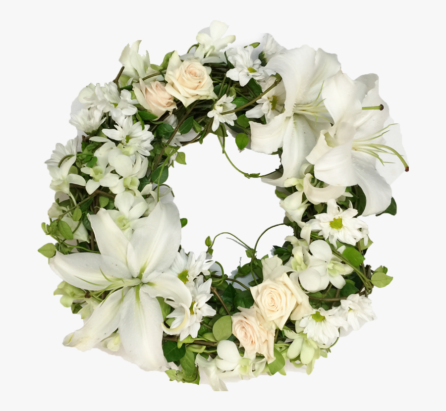 White Lily Wreath - Lilies Wreath Transparent Background, Transparent Clipart