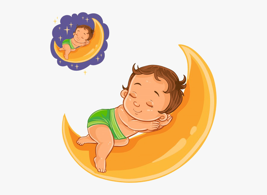 Small Baby With Moon, Transparent Clipart
