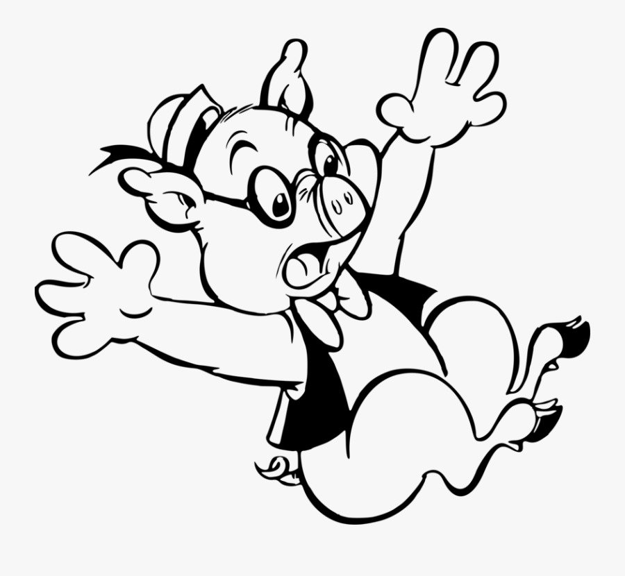 Emotion,art,monochrome Photography - Png Cartoon Pig Falling, Transparent Clipart