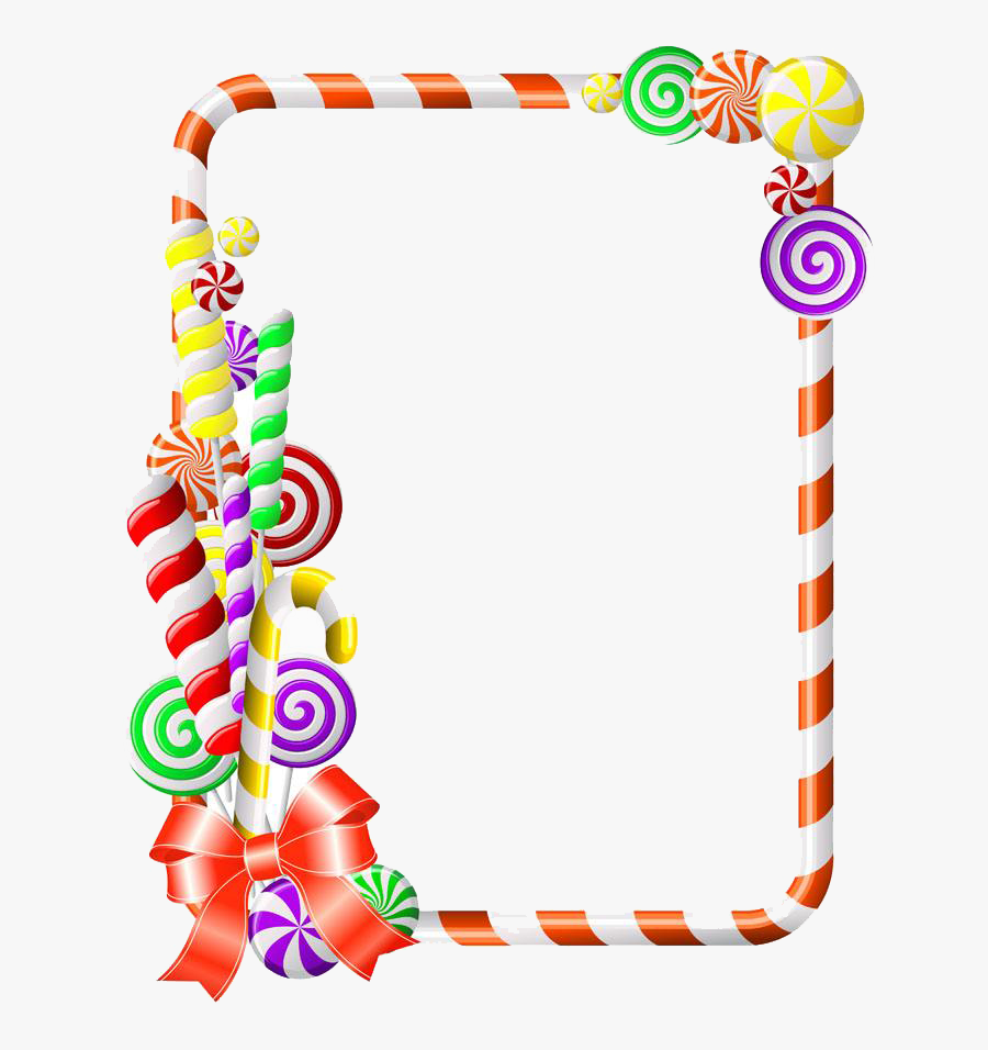 Lollipop Candy Cane Clip Art - Candy Border Clipart Free, Transparent Clipart