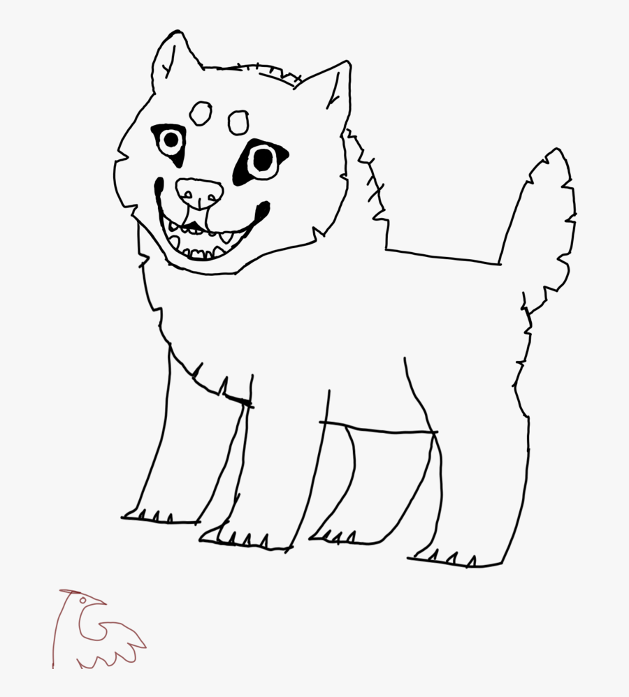 Wolf Pup - Line Art, Transparent Clipart