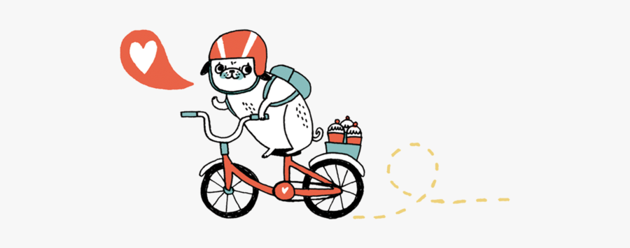 Pug On Bicycle Cartoon, Transparent Clipart